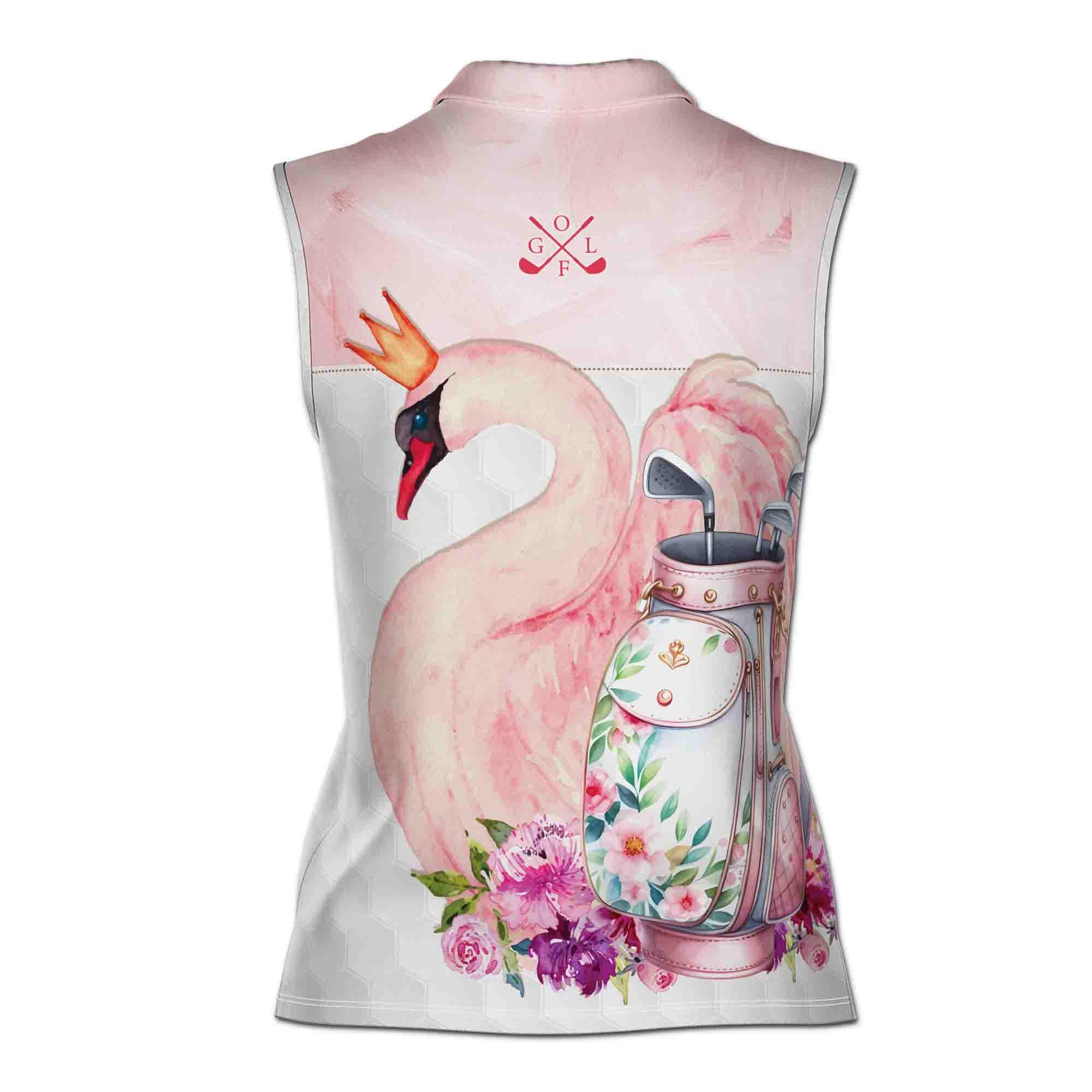 Custom Name Pink Flamingo Flower Pattern Golf Women Sleeveless