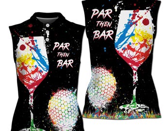 Par Then Bar Colorfull Paint Splash Women Sleeveless Polo XS-4XL