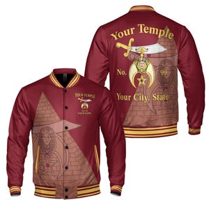 Custom Name Temple Shriners Noble Ancient Varsity Jacket S-5XL