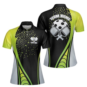 Personalisierte Name Pickleball Team Player Lime Damen Polo-Shirt S-5XL