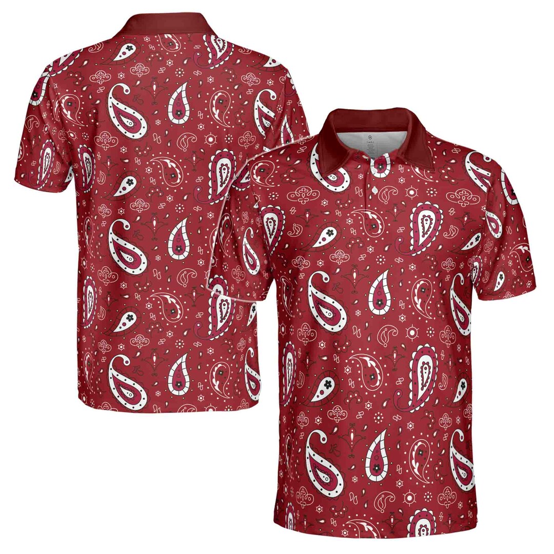 トップス fr2golf Paisley Full Pattern Polo Shirt Amazon.com: Blue Paisley Pattern Polo Shirts for Men Active