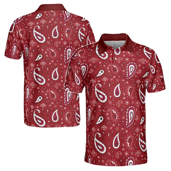 Paisley Bandana Pattern Burgundy Golf Men's Polo Shirt S-5XL - Etsy