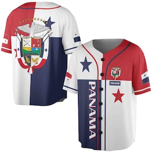 Personalized Name Panama Flag Coat of Arms Baseball Jersey S-5XL