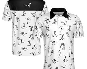 Funny Golf Stick Icon Baseball Shirt Customize Name, Gifts For Golfers 3D Polo Shirt Size S-5XL