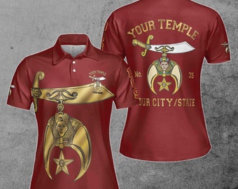 Customize Daughters of Sphinx Shriner Emblem, DOS Fraterner Freemasonary Women's Polo Shirt S-5XL