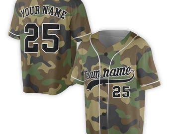 Personalized Camo Baseball Jersey: Custom Name & Number, Sports Fan Gift