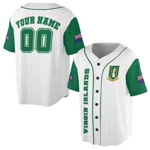 Personalized Name Number Virgin Islands Flag Coat of Arms Patriotic Baseball Jersey S-5XL