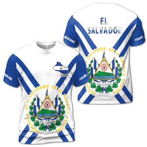 Personalized El Salvador Coat Of Arms Men&#39;s T-shirt S-5XL