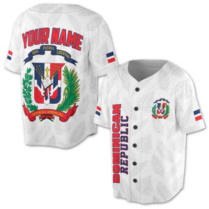 Personalizza Nome Numero Bandiera Repubblica Dominicana Maglia da baseball bianca Dominicana S-5XL