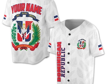 Customize Dominican Republic Flag Dominicana Adult, Youths and Kids Baseball Jersey S-5XL