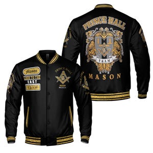Customized Freemasonry Prince Hall, Masonic Medieval Custom Name Varsity Jacket S-5XL