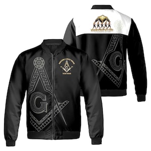 Customize Lodge Name, Name and Number PHA Freemasonry Masonic Bomber Jacket