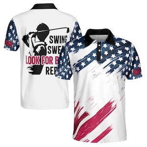Polo 3D con nombre personalizado, bandera estadounidense, estilo swing y repetición de pelota, tallas S-5XL