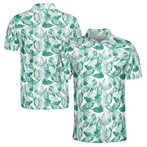 Funny Teal Tropical Plants Golf Men&#39;s Polo Shirt S-5XL