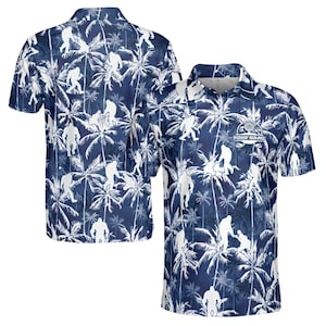 Blue Bigfoot In Tropical Forrest Golfer Custom Golf Men&#39;s Polo Shirt S-5XL