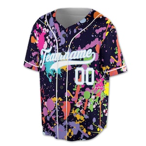 Customize Name, Number and Team Name Splashes Graffiti Pattern 3D Baseball Jersey Size S-5XL