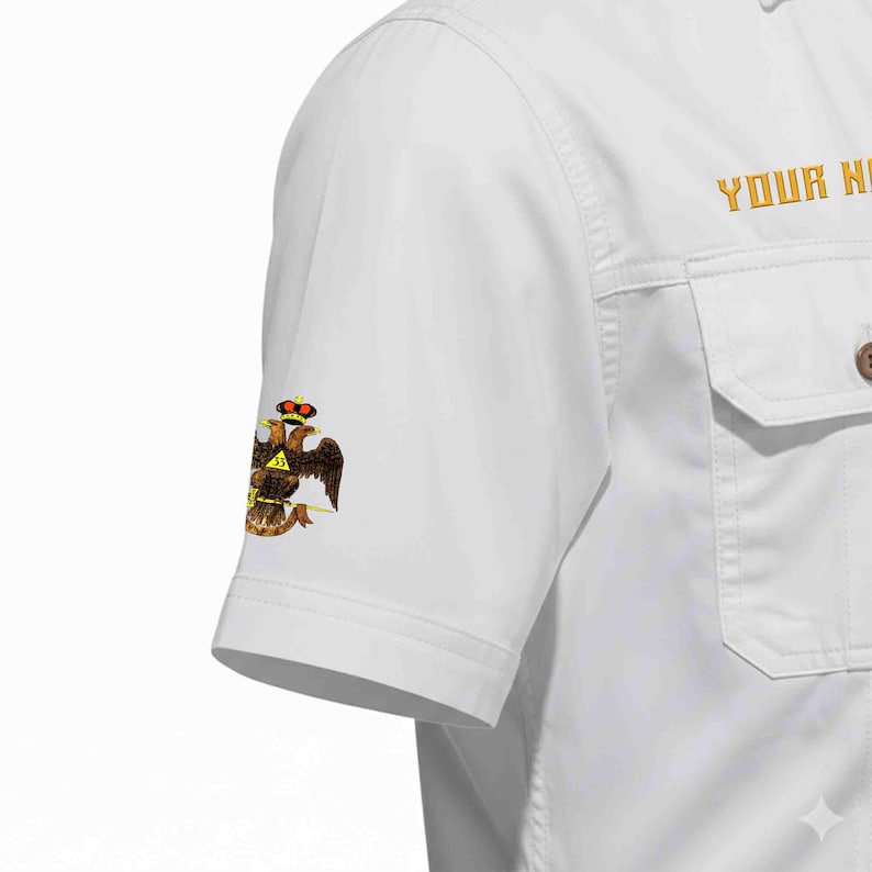 Camisa de trabajo Lodge 33 Wings Down personalizada con nombre, manga corta, algodón, tallas M-5XL imagen 5