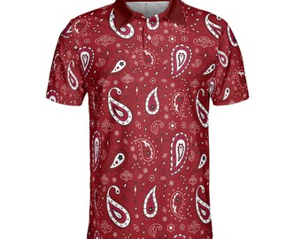 Paisley Bandana Pattern Burgundy Golf Men's Polo Shirt S-5XL - Etsy