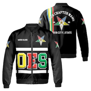 Personalized Multi-color Order of the Eastern Star OES AF&AM Bomber Jacket S-5XL