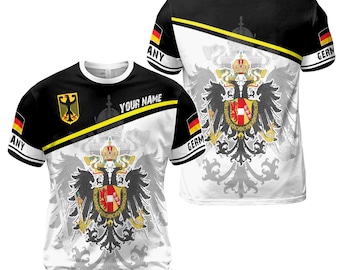 Personaliseer naam Duitsland Pride-vlag Wapenschild Patriottische adelaar 3D-T-shirt S-5XL