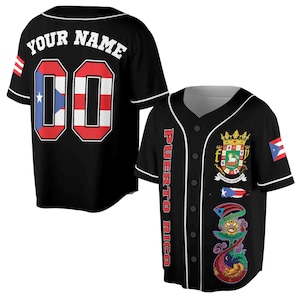 Customize Name Number Puerto Rico Puerto Rican Flag Boricua Spirit Baseball Jersey S-5XL