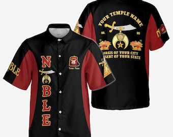 Customized Noble Shriners Temple Ancient Button Down Shirt S-5XL
