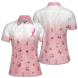Polo rosa con icono de golf para mujer de Golf Against Cancel, tallas S a 5XL