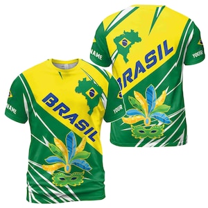 Individuell Name Brasilien Flagge Brasilianischer Karneval Brasilianischer Stolz 3D T-Shirt S-5XL