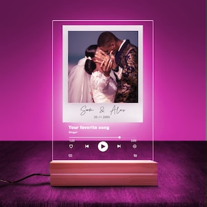 Personalized Couple Song Plaque Light with Custom Photo and Favorite Song Night Light