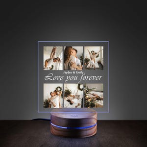 Customized Night Light with Acrylic Plaque Couple Gift with Photos and Name Valentine Gift
