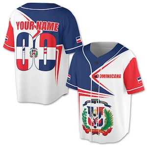 Personalizza Nome Numero Bandiera Repubblica Dominicana Maglia da baseball Dominicana S-5XL