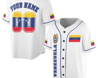 Personalize Name Number Venezuela Flag Coat of Arms Baseball Jersey S-5XL