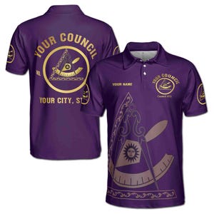 Customize Name Council Royal and Select Masters Past Leadership Freemasonry Men&#39;s Polo Shirt S-5XL