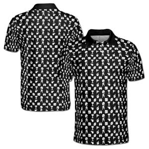 Funny Golf Award Trophy Flag Hand Whistle Fish Pattern Men's Polo Shirt S-5XL