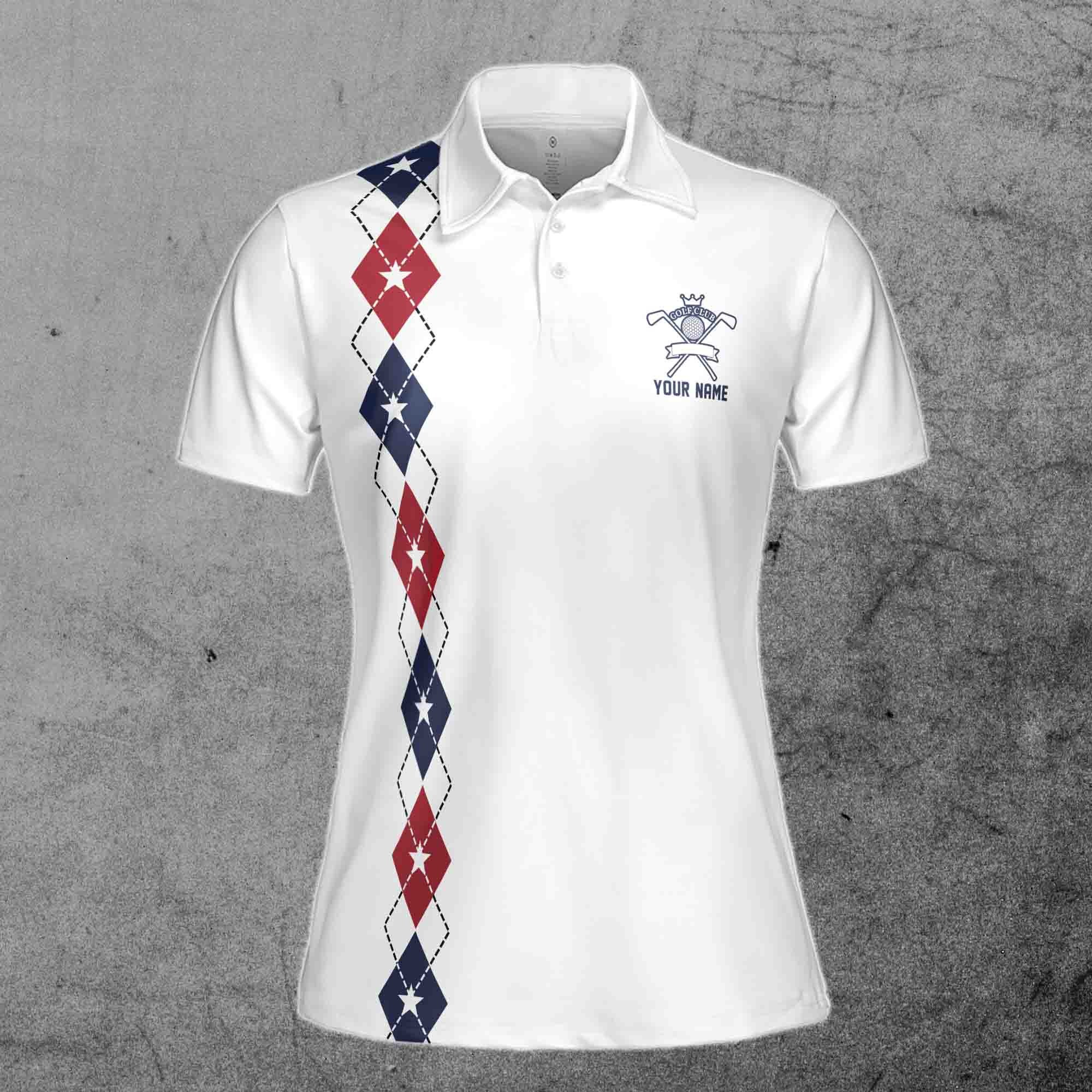 Custom American Flag Golf Pattern Argyle Women Polo Shirt