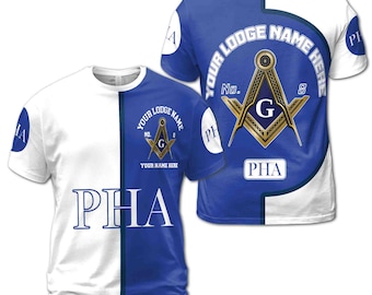 Customize Name Lodge Name PHA Masonic Freemasonry Unisex  3D T-shirt Size S-5XL