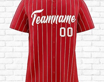 Pas naam, nummer en teamnaam aan Multi-color Pinstriped Baseball Fan Gift 3D All Over Print Baseball Jersey Shirt Maat S-5XL