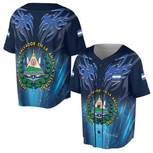 Custom Personalized Name El Salvador Coat of Arms Baseball Jersey S-5XL