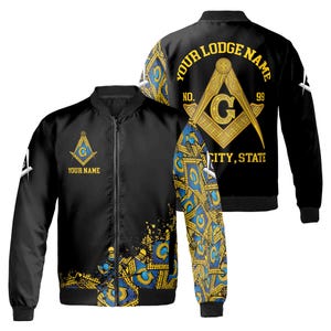 Customized Blue Lodge Master Mason Mansonic Bomber Jacket S-5XL