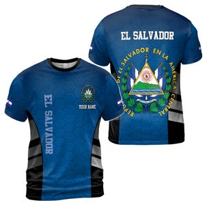 Custom Name Patriotic El Salvador Flag Men&#39;s T-shirt S-5XL