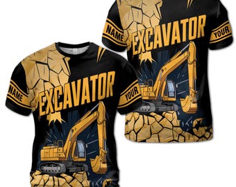 Camiseta para hombre con nombre personalizado de excavadora y tierra agrietada (tallas S-5XL)