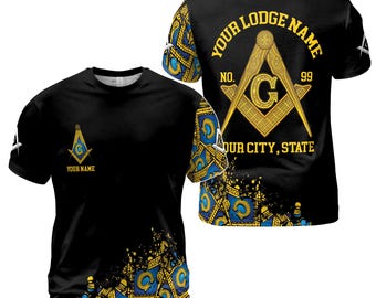 Aangepast Blue Lodge Master Mason Mansonic heren-T-shirt S-5XL
