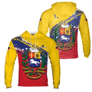 Custom Name Patriotic Venezuela Coat of Arms Hoodie S-5XL