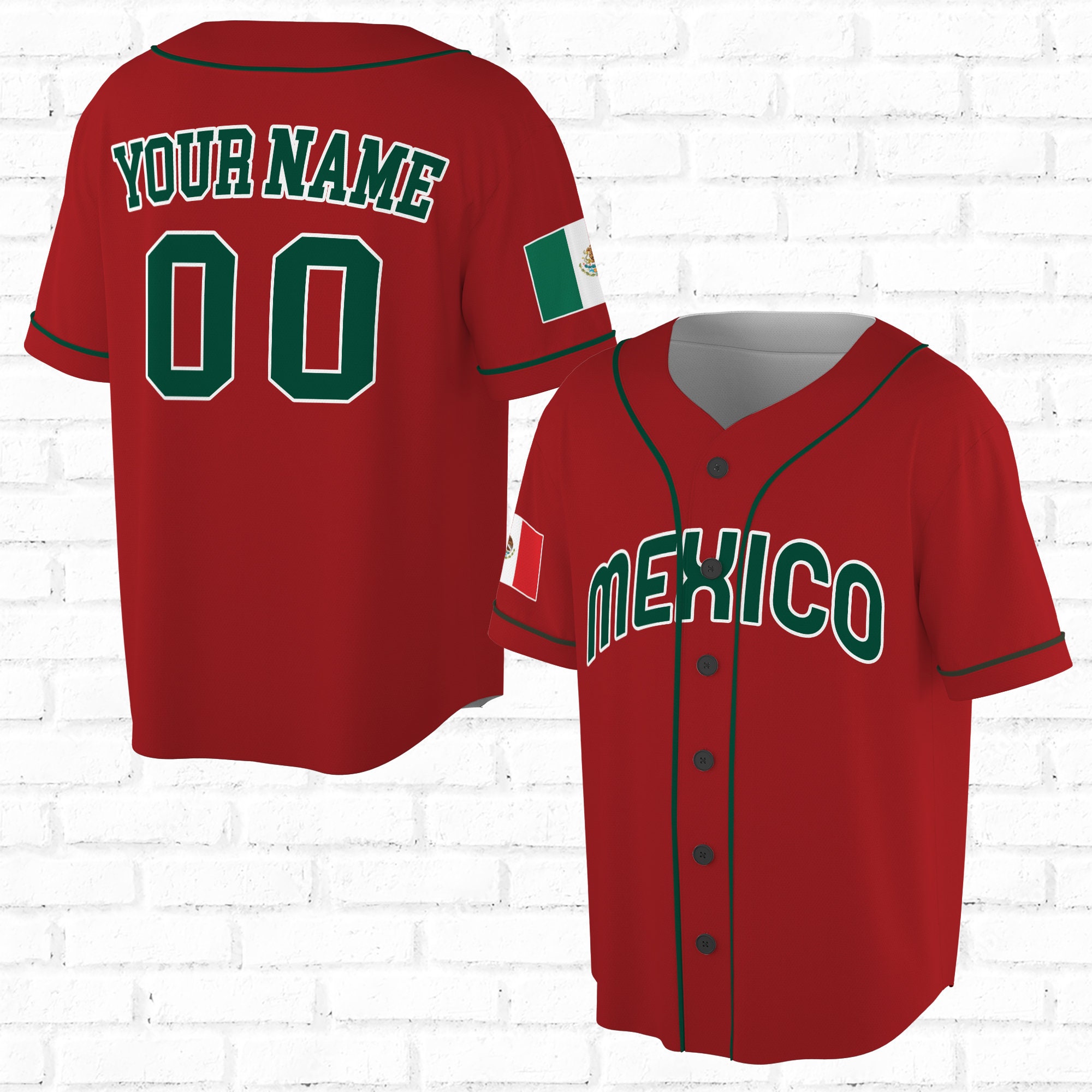 Camiseta de béisbol de México para hombre, Eagle Mexico Baseball Button  Down Jersey, camisetas de béisbol con bandera mexicana, camiseta deportiva