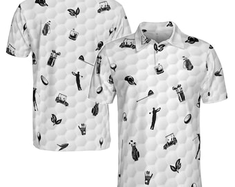 Polo de golf para hombre con silueta de golfista y divertido icono de golf (tallas S-5XL)