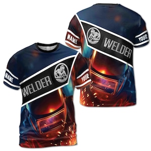 Niestandardowa nazwa Dumny spawacz Spawanie Grafika Galaxy T-shirt S-5XL