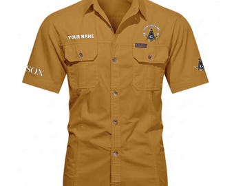 Camisa de manga corta personalizada con nombre, logia y número de Maestro Masón, ropa de trabajo masónica, tallas M-5XL