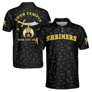 Custom Name Temple Shriners Noble Ancient Egypt Freemason Men&#39;s Polo Shirt S-5XL