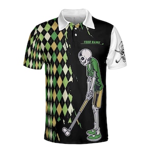 Polo de golf personalizado con nombre personalizado y diseño de zombi de argile para hombre (tallas S-5XL)