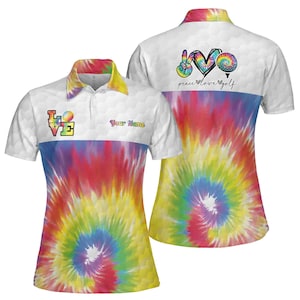 Custom Tie Dye Peace Liebe Golf Damen Poloshirt S-5XL